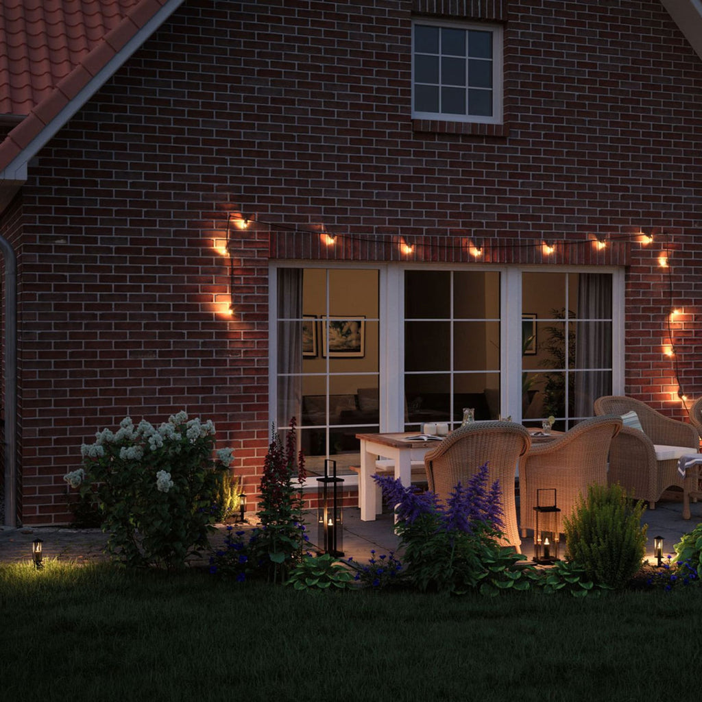 LED jordspydlampe Classic Lantern dimbar E14 IP44 Paulmann montert i hage