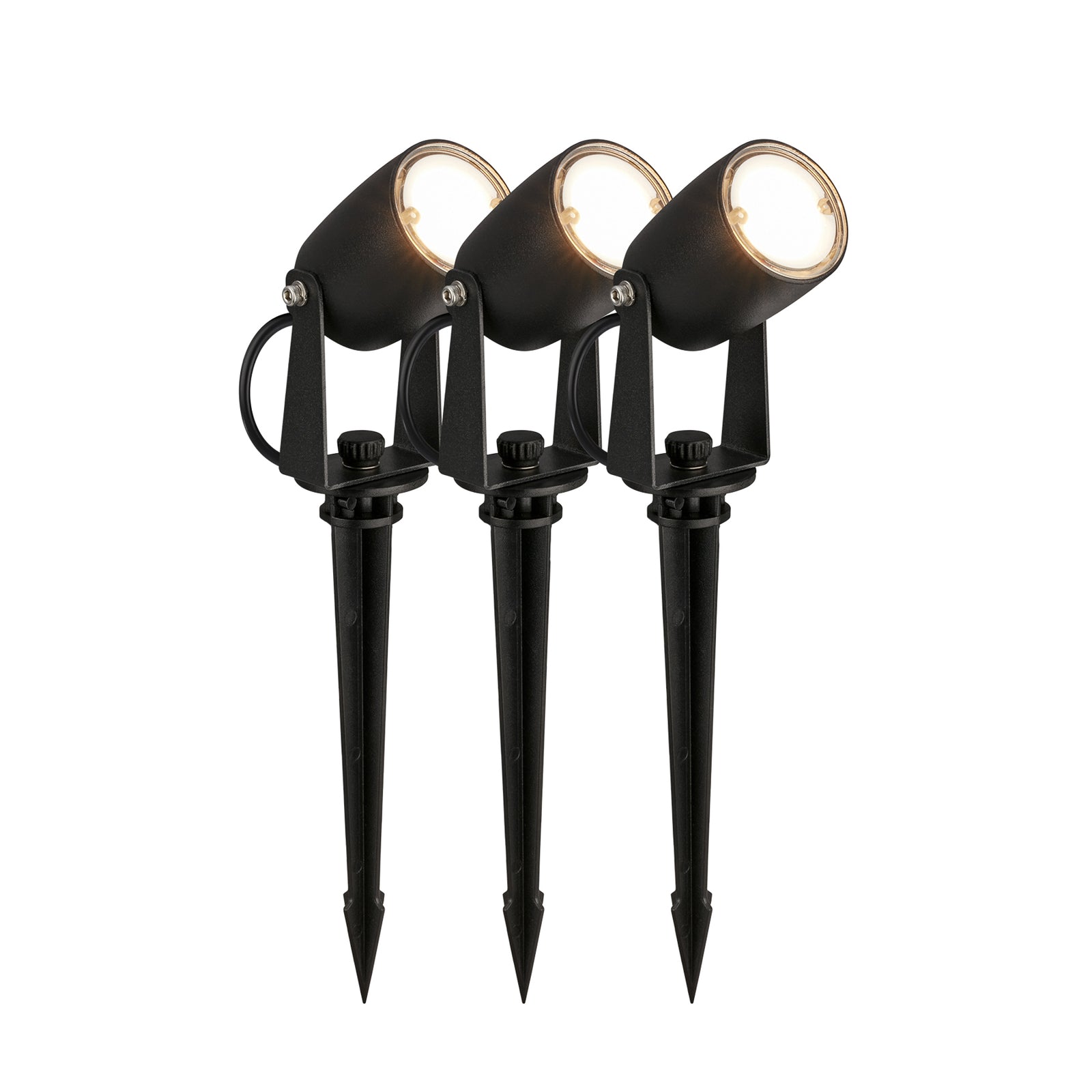LED jordspydspot 3-pk utvidelse svart 12V IP65 - Briloner montert i hage
