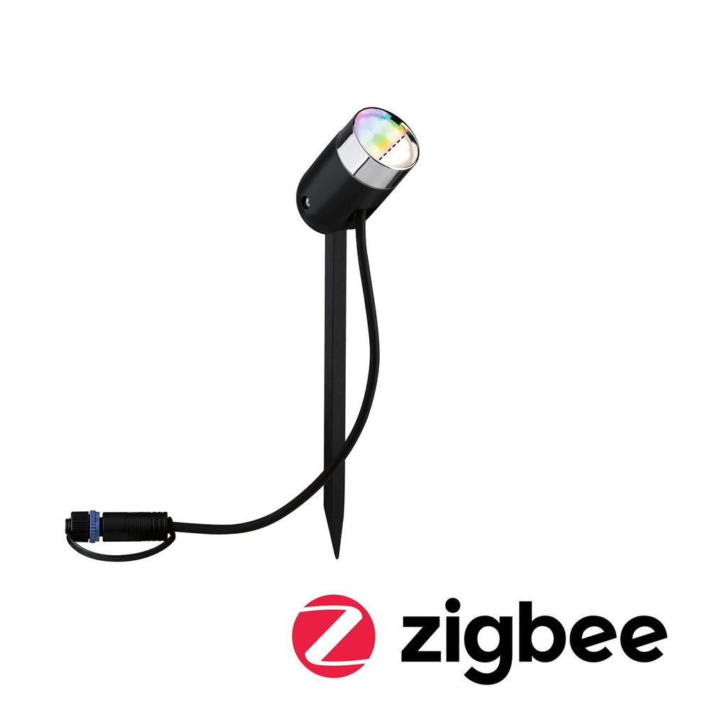 LED jordspydspot Pike RGBW Zigbee antrasitt IP65 dimbar forfra