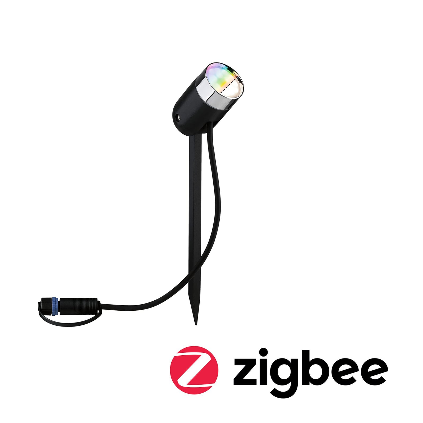 LED jordspydspot Pike RGBW Zigbee antrasitt IP65 dimbar forfra