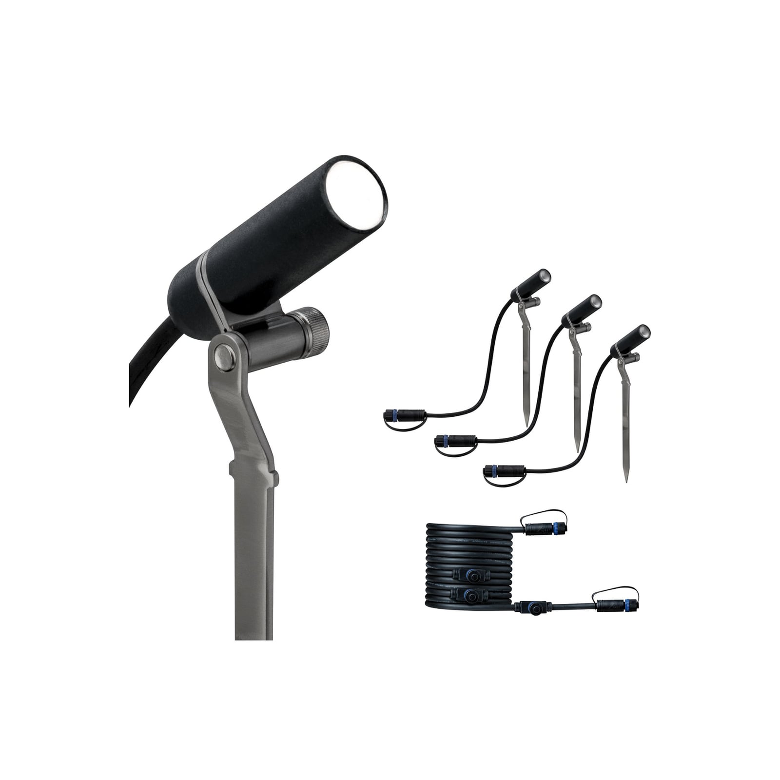 LED jordspydspot Plug & Shine Plantini 3-pk utvidelsessett forfra