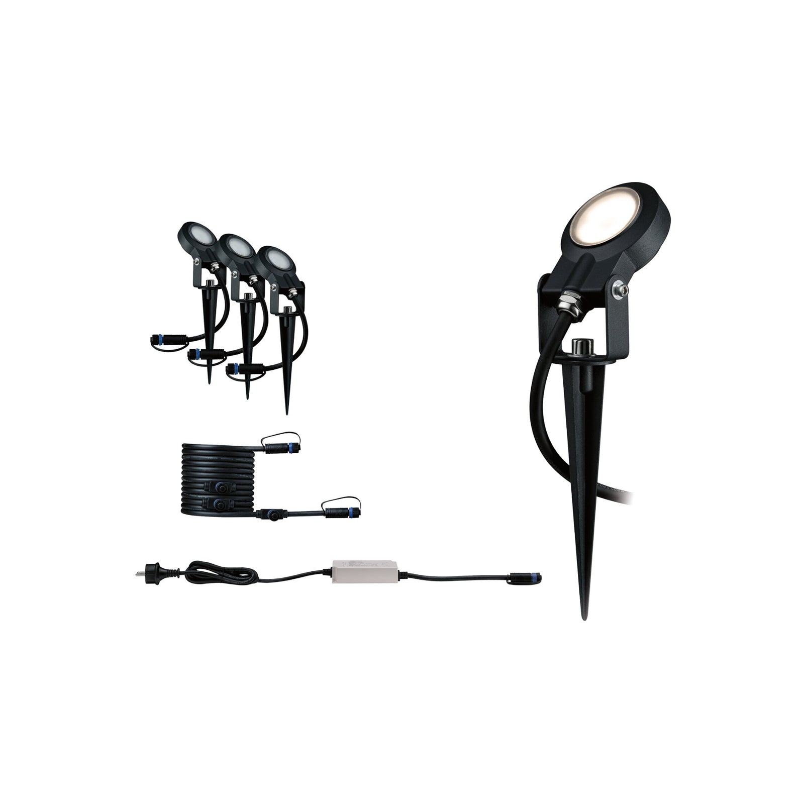 LED jordspydspot Plug & Shine Sting 3-pk basissett dimbar IP67 forfra