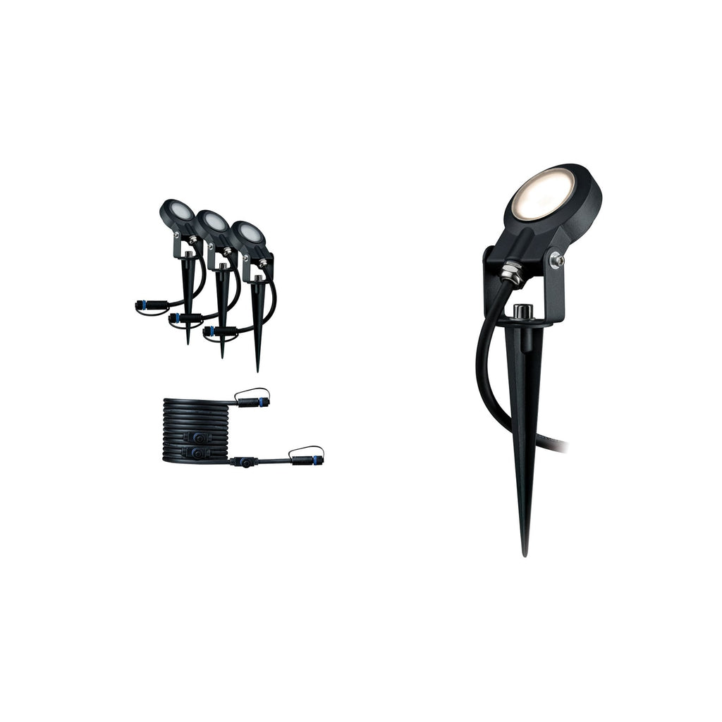 LED jordspydspot Plug & Shine Sting 3-pk utvidelsessett dimbar IP67 forfra
