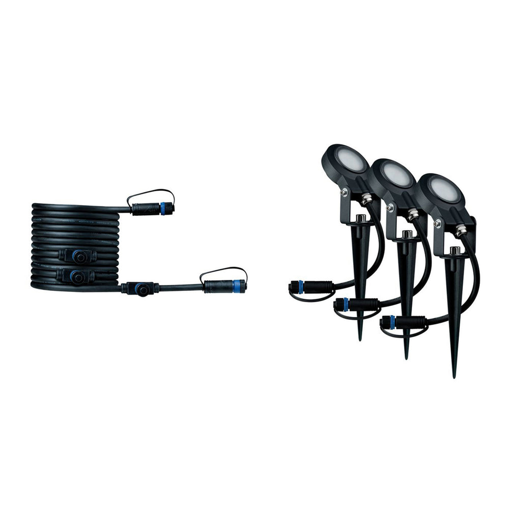 LED jordspydspot Plug & Shine Sting 3-pk utvidelsessett dimbar IP67 nærbilde av spot