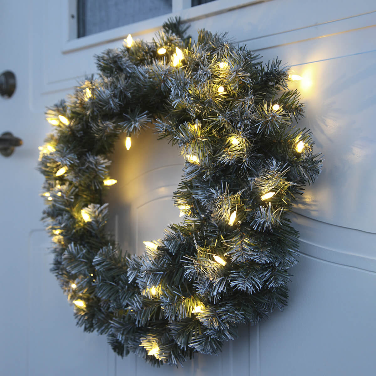 LED-julekrans Edmonton 30 LED Ø50 cm utendørs IP44 bakside