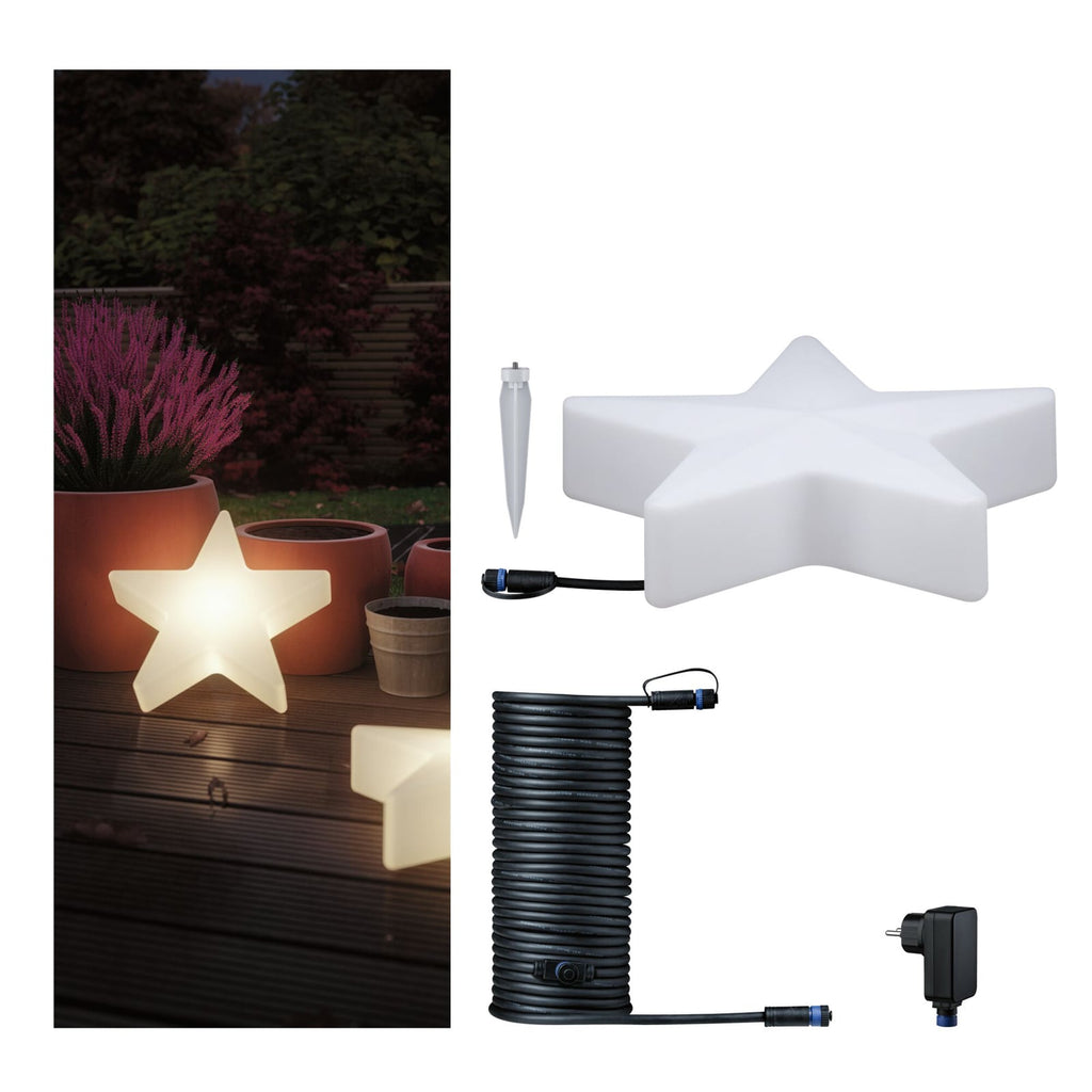 LED-julestjerne Plug & Shine Ø40 cm dimbar IP67 utendørs forfra