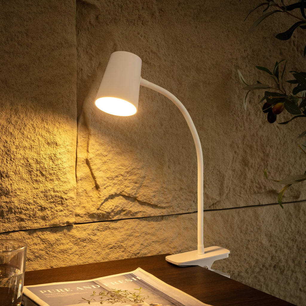 LED klemmelampe Ailina dimbar hvit 5W varmhvit forfra