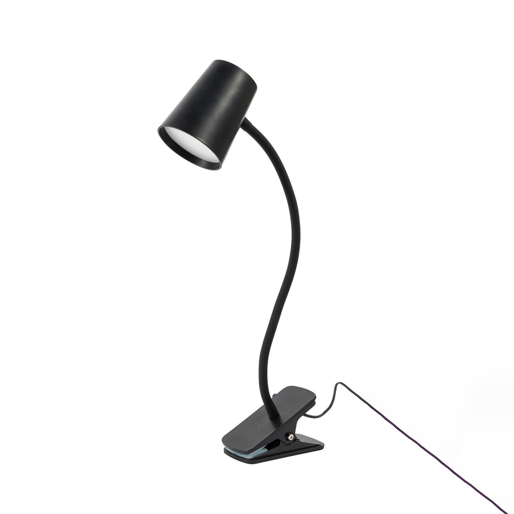 LED klemmelampe Ailina dimbar svart 5W varmhvit bakside