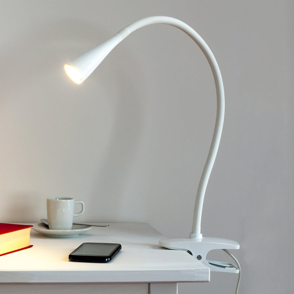 LED klemmelampe Baris hvit forfra
