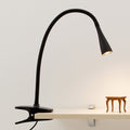 LED klemmelampe Baris svart fleksarm 44 cm forfra