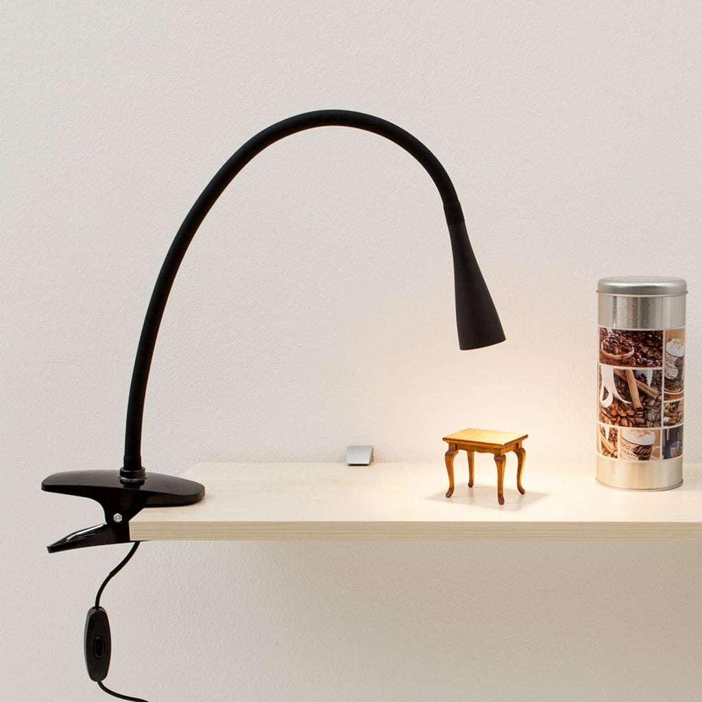 LED klemmelampe Baris svart fleksarm 44 cm detalj av fleksarm