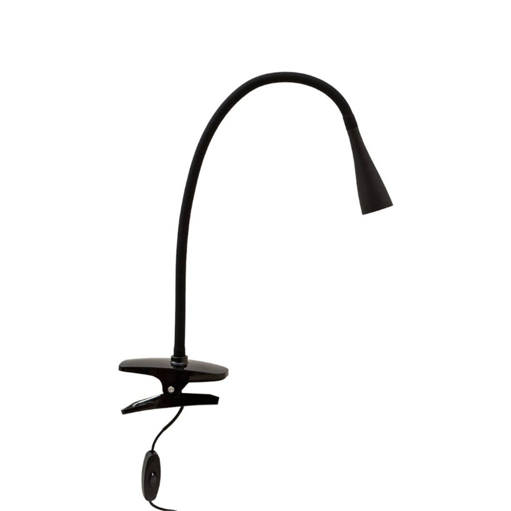 LED klemmelampe Baris svart fleksarm 44 cm montert på bord