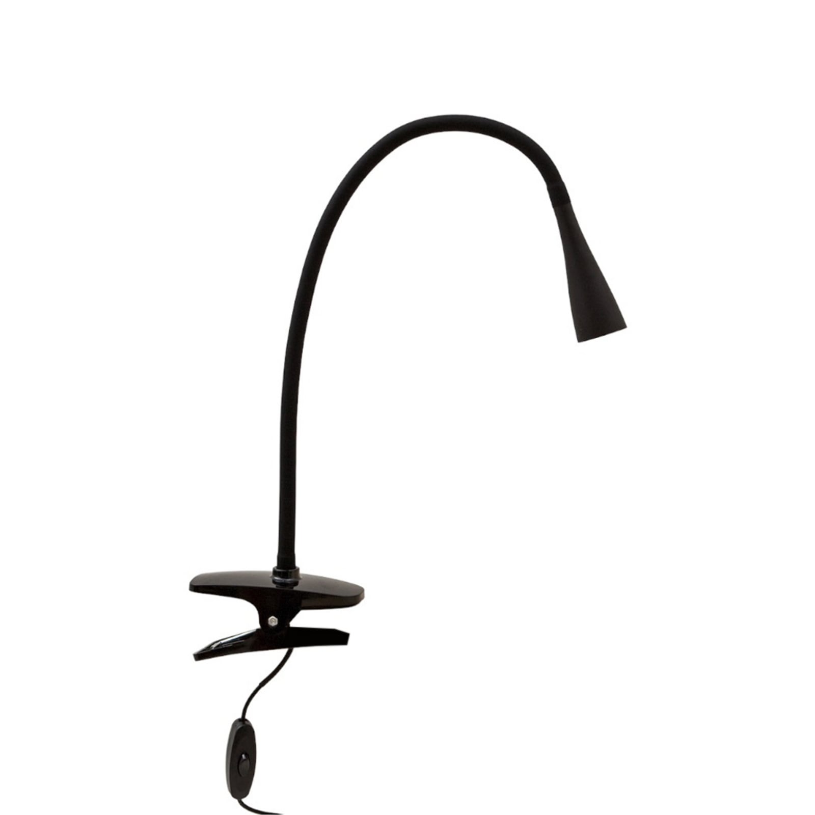 LED klemmelampe Baris svart fleksarm 44 cm montert på bord