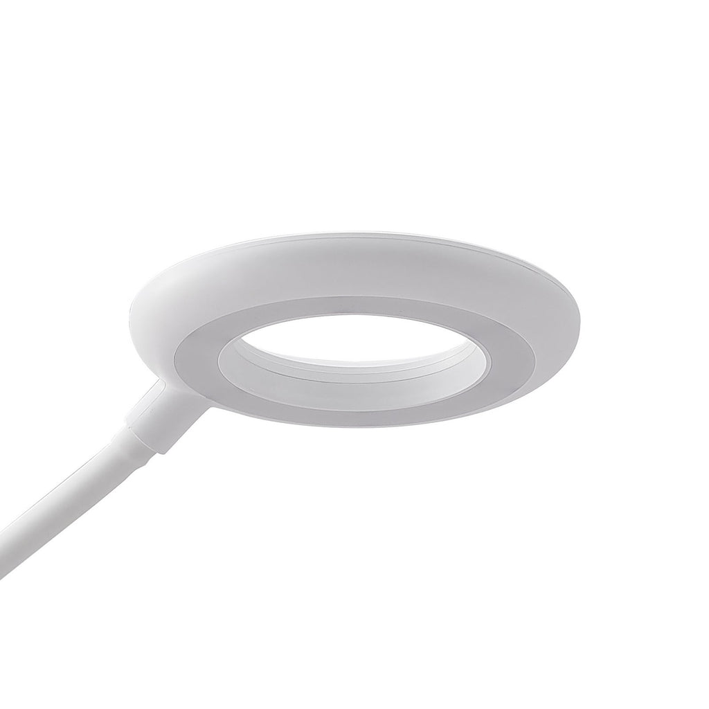 LED klemmelampe Harumi hvit med batteri USB dimbar lysende i mørkt rom