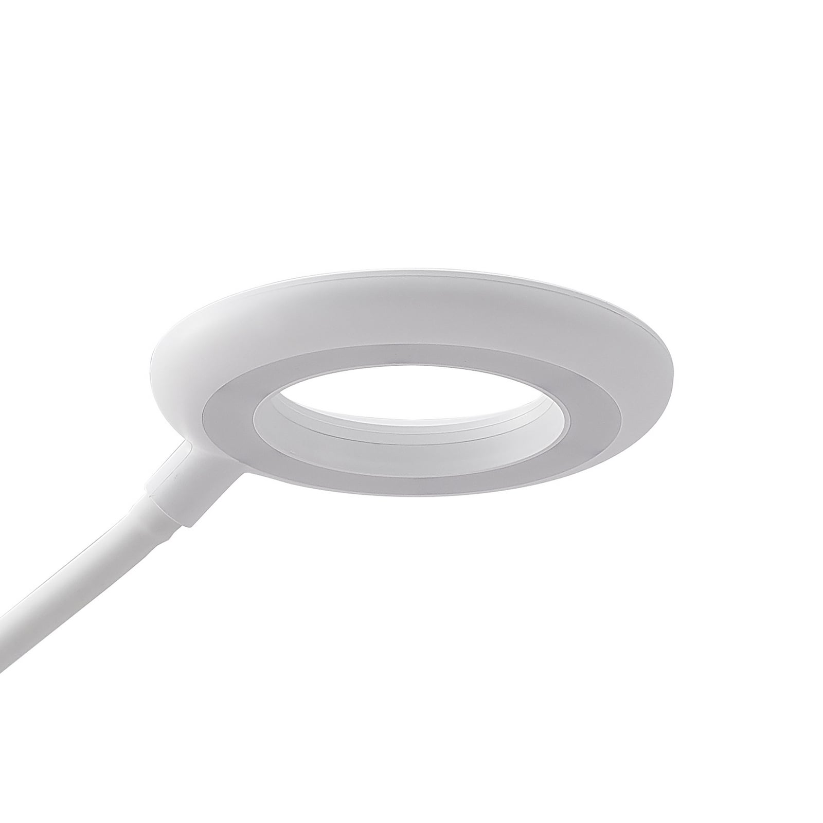 LED klemmelampe Harumi hvit med batteri USB dimbar lysende i mørkt rom