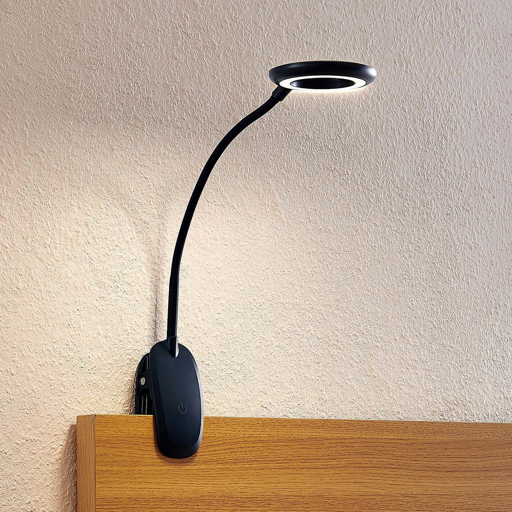 LED klemmelampe Harumi svart oppladbar USB 51 cm forfra