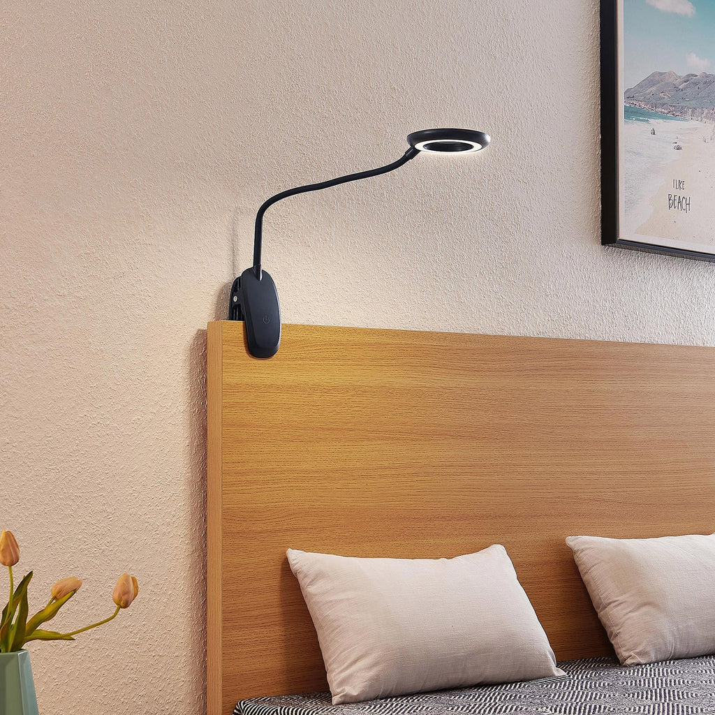 LED klemmelampe Harumi svart oppladbar USB 51 cm bakside