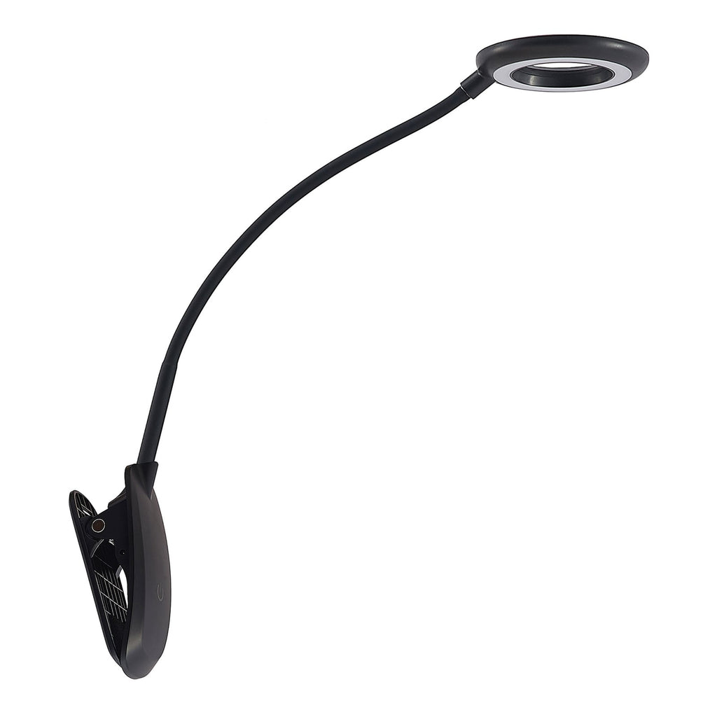 LED klemmelampe Harumi svart oppladbar USB 51 cm montert på bordkant