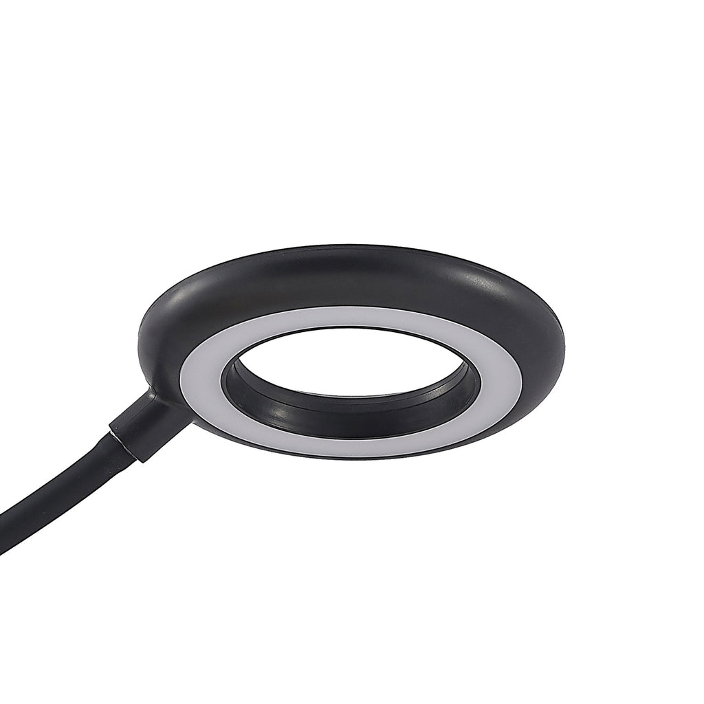 LED klemmelampe Harumi svart oppladbar USB 51 cm med USB-kabel