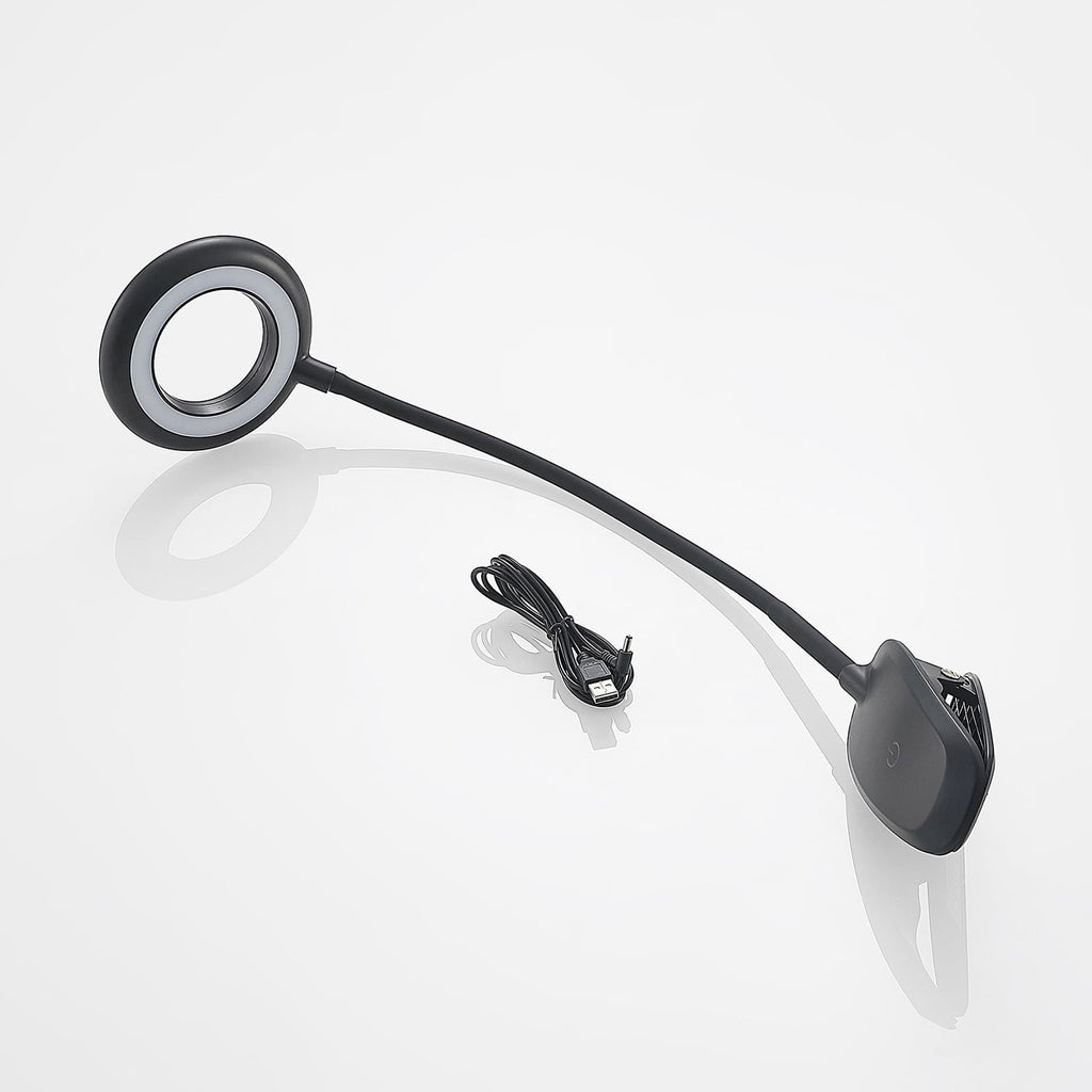 LED klemmelampe Harumi svart oppladbar USB 51 cm helhetsbilde
