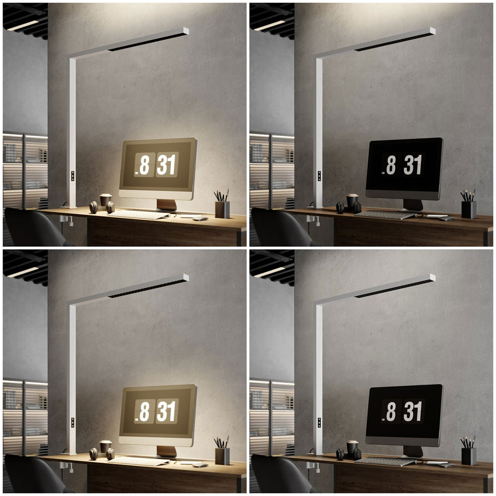 LED klemmelampe Jolinda dimbar hvit aluminium kabel og plugg