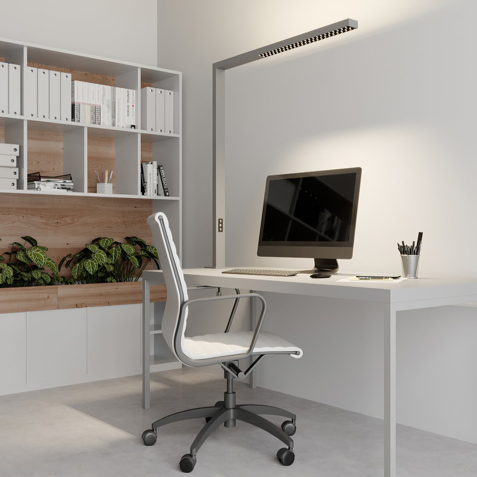 LED klemmelampe Jolinda dimbar sølv aluminium bakside