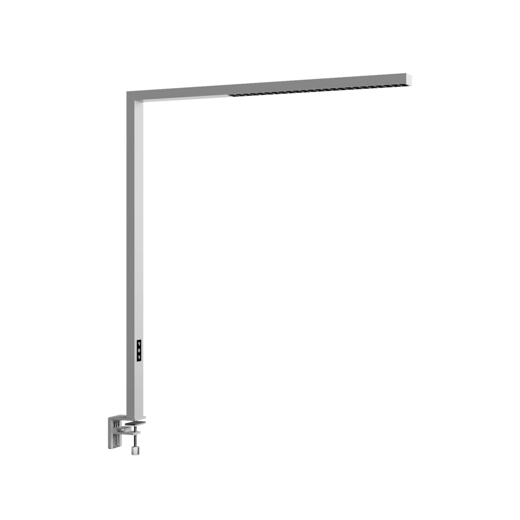 LED klemmelampe Jolinda dimbar sølv aluminium detalj av klemmefot