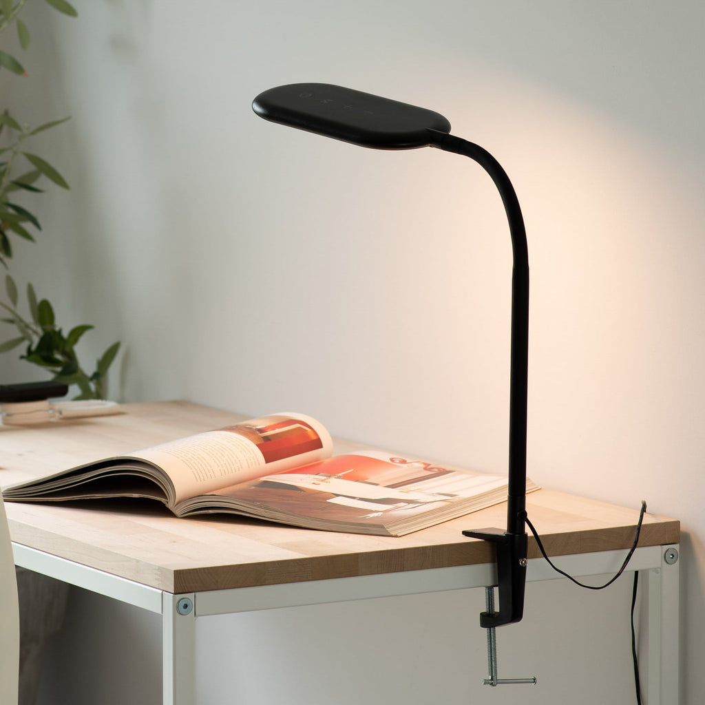 LED klemmelampe Kelly CCT dimbar svart 7W forfra