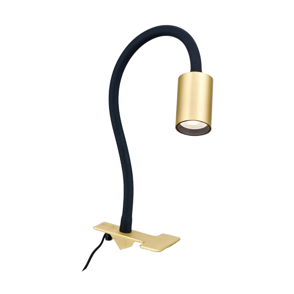LED klemmelampe Kurt matt messing fleksibel arm helhetsbilde