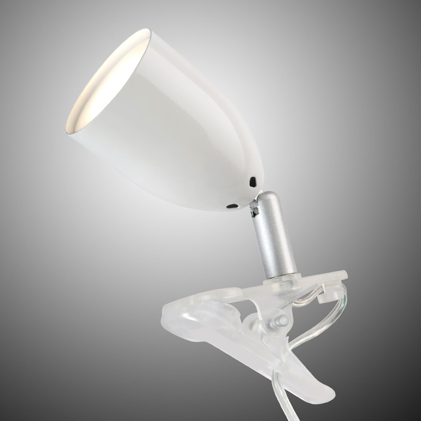 LED klemmelampe LEO hvit GU10 3W varmhvit forfra