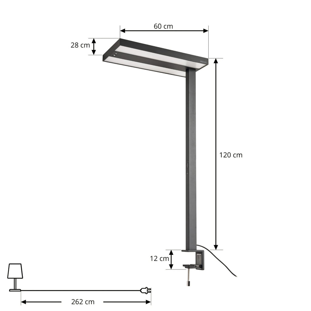 LED klemmelampe Logan dimbar med sensor svart 90W detalj av klemme