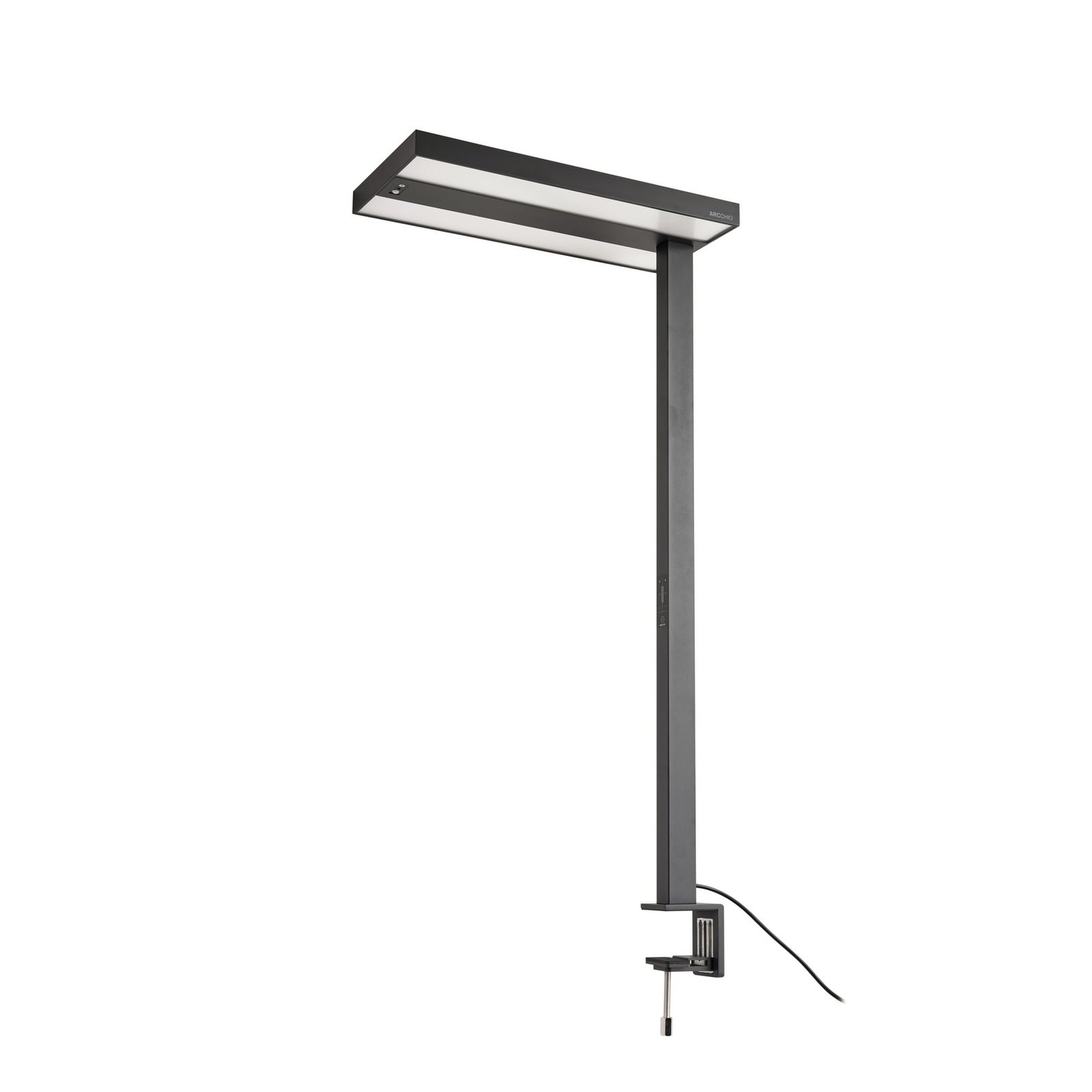LED klemmelampe Logan dimbar med sensor svart 90W nærbilde av touchpanel