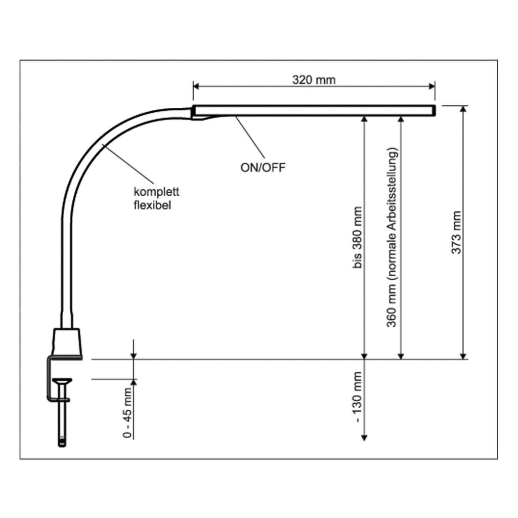 LED klemmelampe MAULpirro dimbar hvit 37 cm 6W nærbilde av klemmen