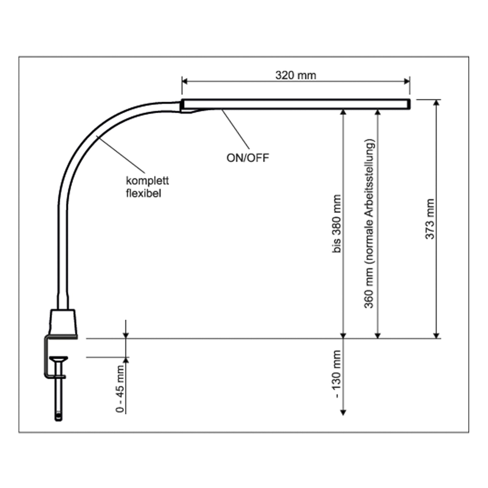 LED klemmelampe MAULpirro dimbar hvit 37 cm 6W nærbilde av klemmen