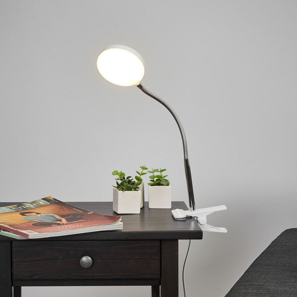 LED klemmelampe Milow hvit metall 36 cm detalj av lampearm