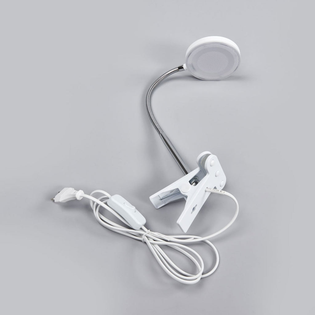 LED klemmelampe Milow hvit metall 36 cm klemmefeste