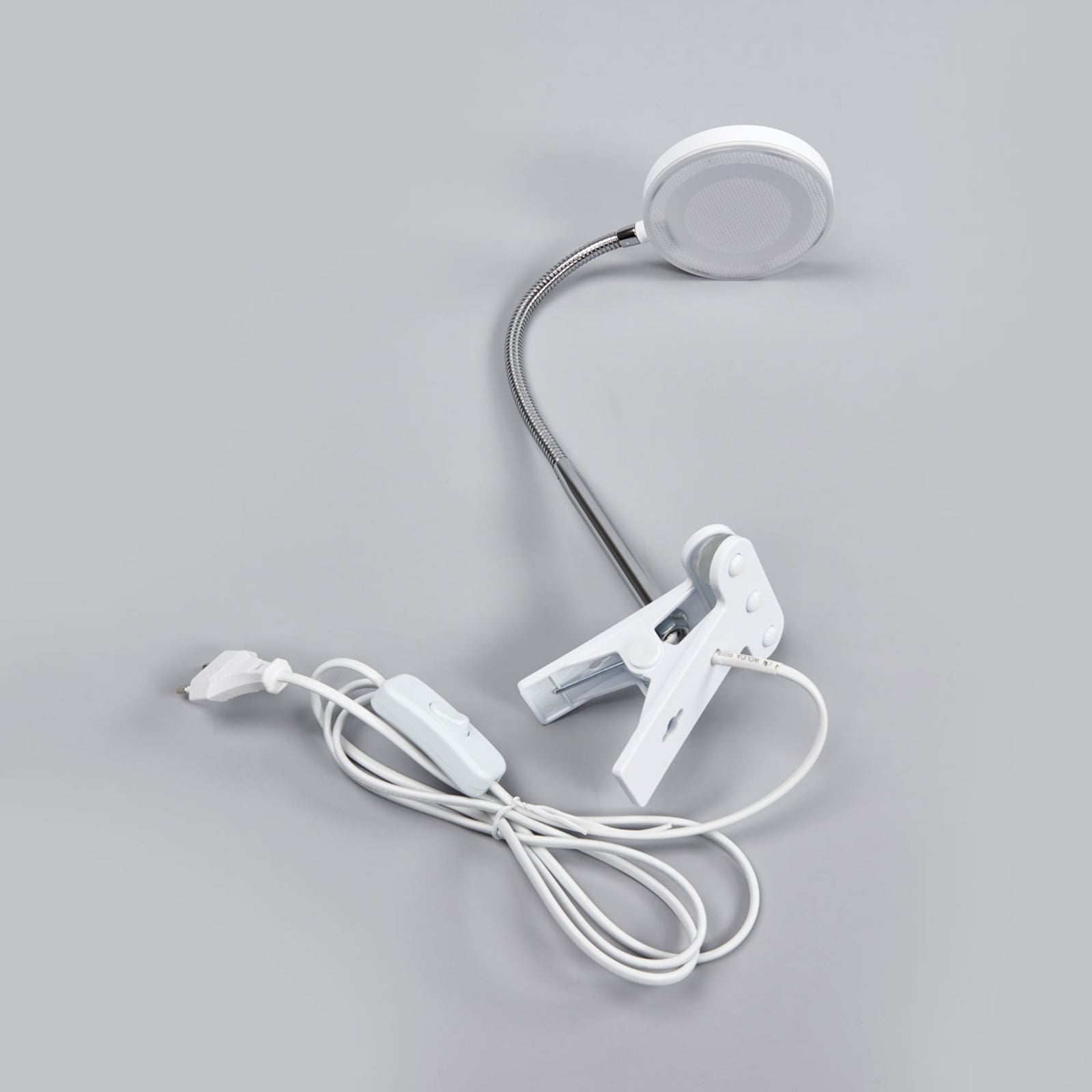 LED klemmelampe Milow hvit metall 36 cm klemmefeste