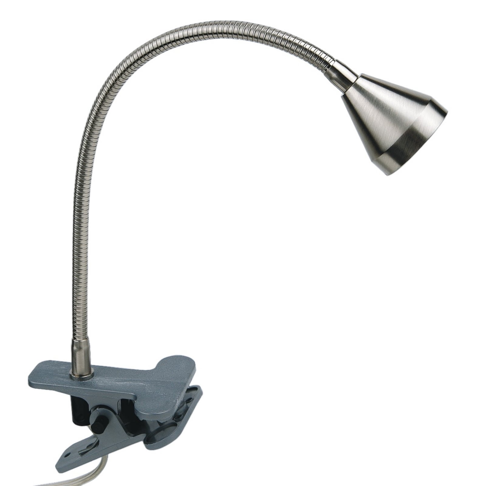 LED klemmelampe Mini fleksibel arm nikkel 3000K - Busch for presis arbeidsbelysning