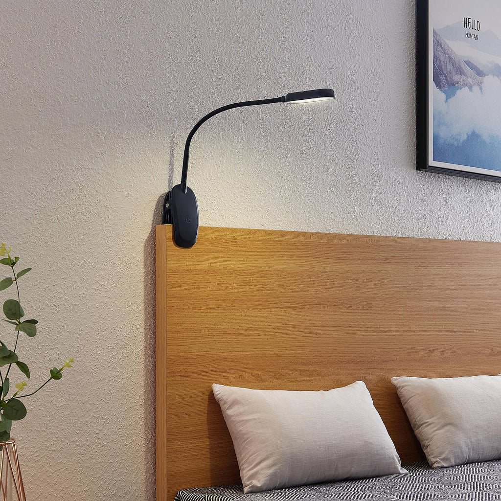 LED klemmelampe Najari svart med batteri USB dimbar - bakside