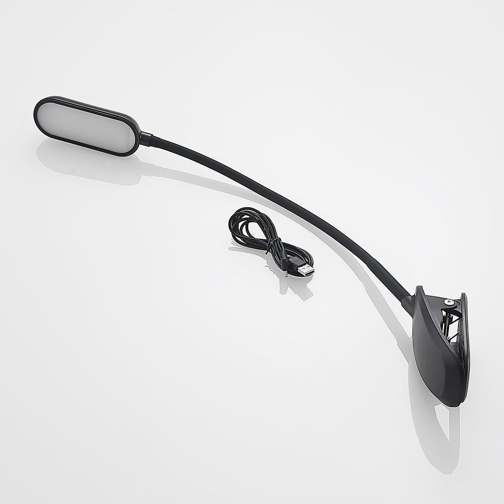 LED klemmelampe Najari svart med batteri USB dimbar - komplett sett