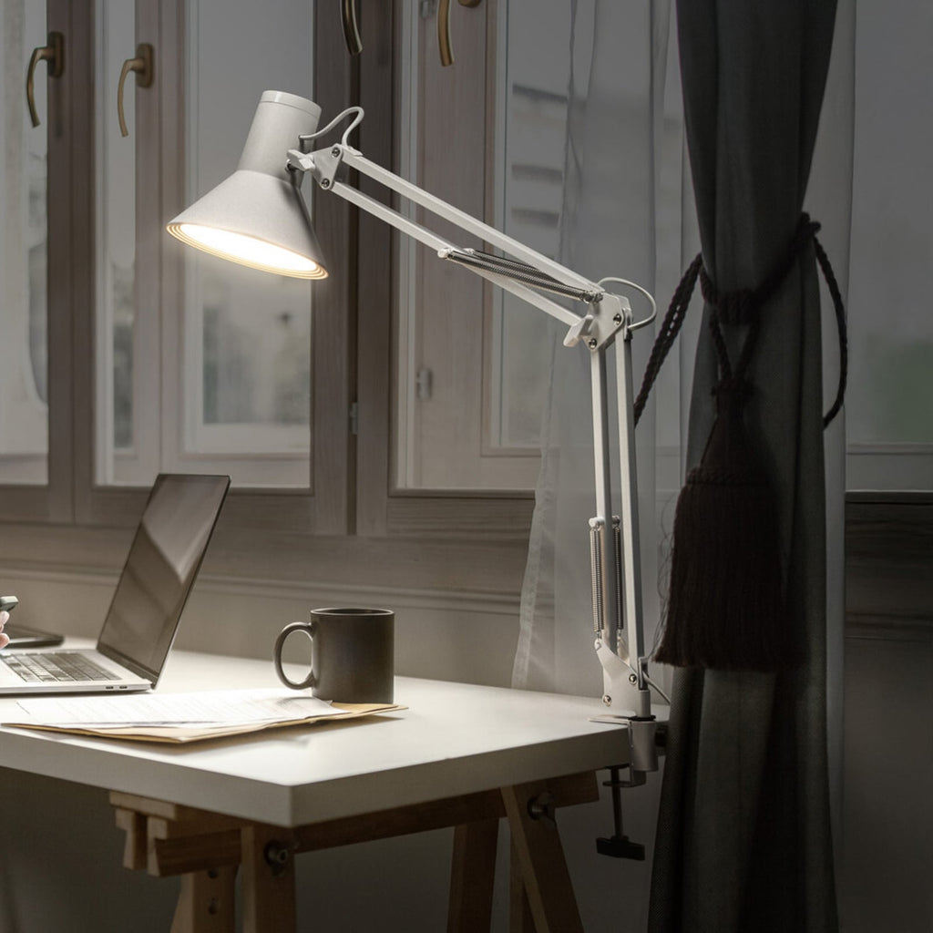 LED klemmelampe Office Line Desk Retro dimbar hvit 9W forfra