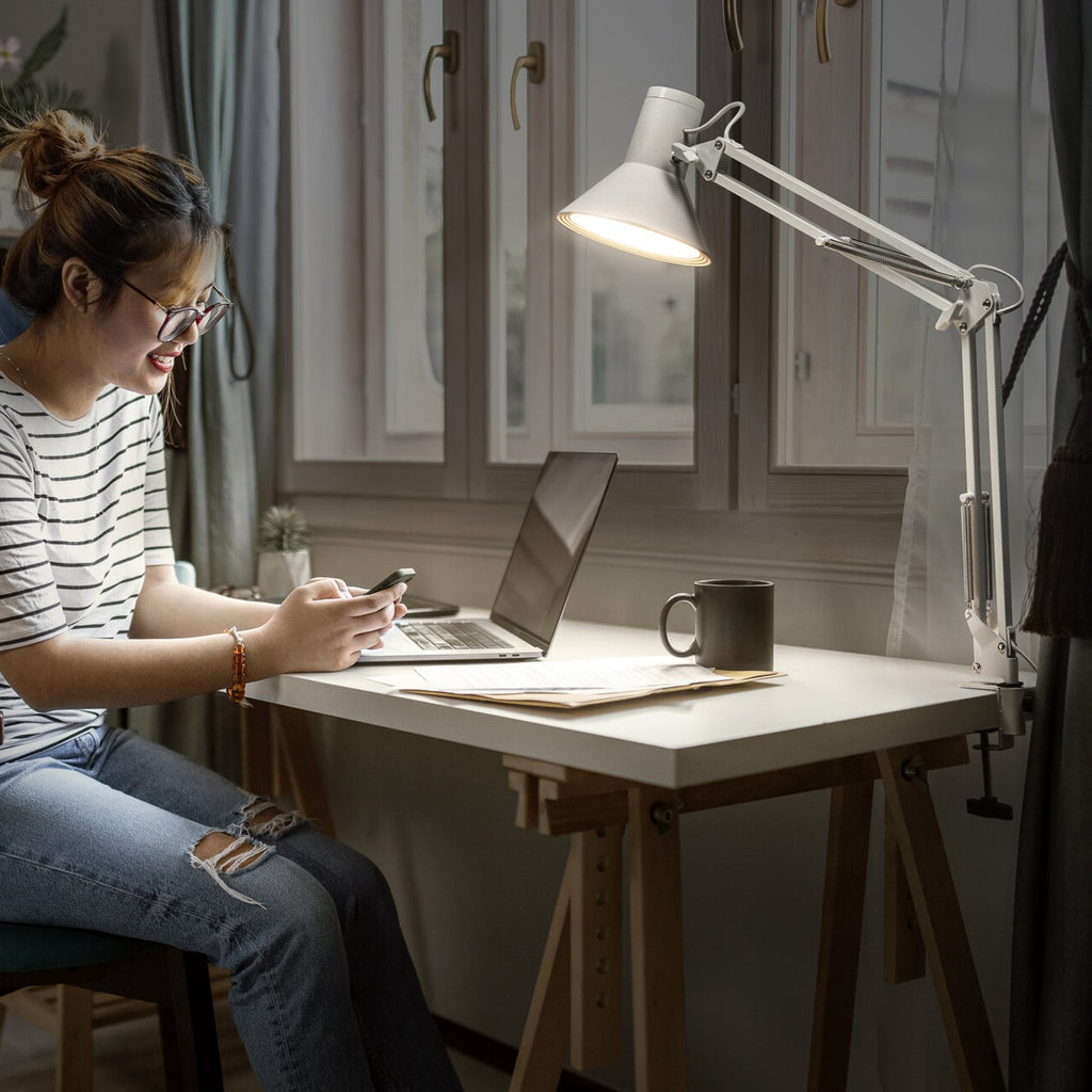 LED klemmelampe Office Line Desk Retro dimbar hvit 9W bakside