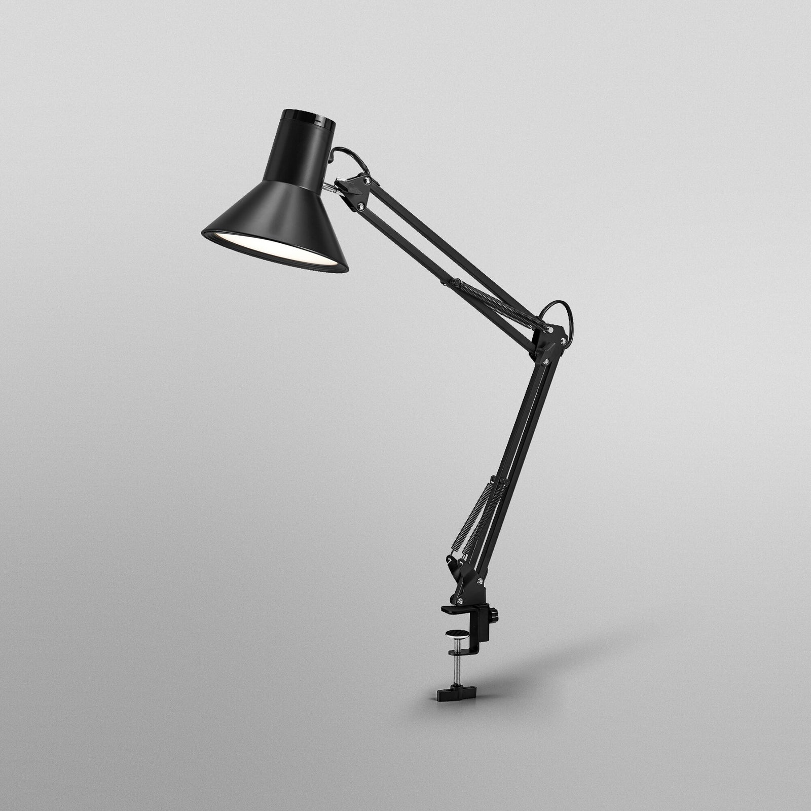 Nærbilde av dimmer på LED klemmelampe Office Line Desk Retro svart dimbar 9W