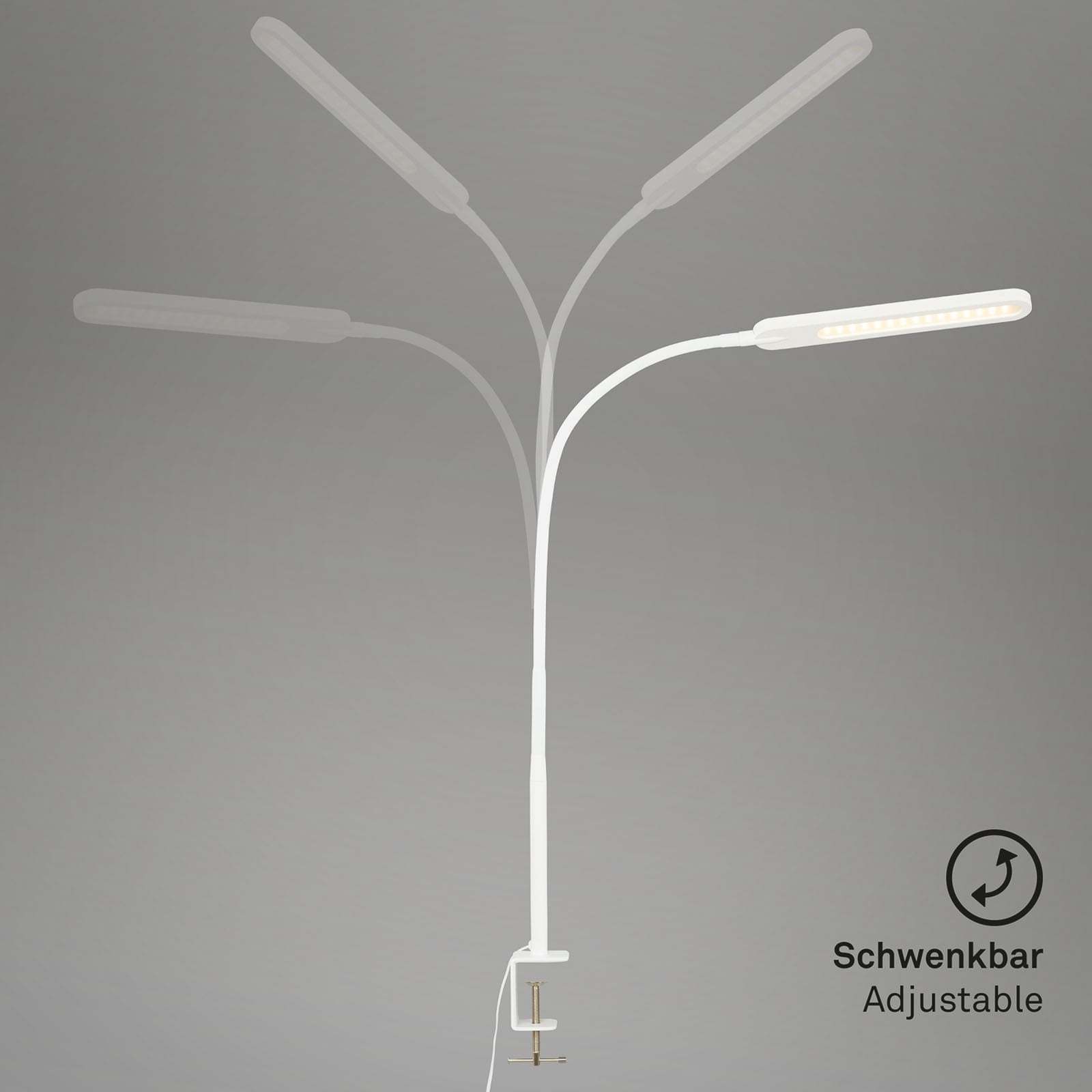 LED klemmelampe Servo dimbar CCT hvit 8W 110 cm med touch-knapper