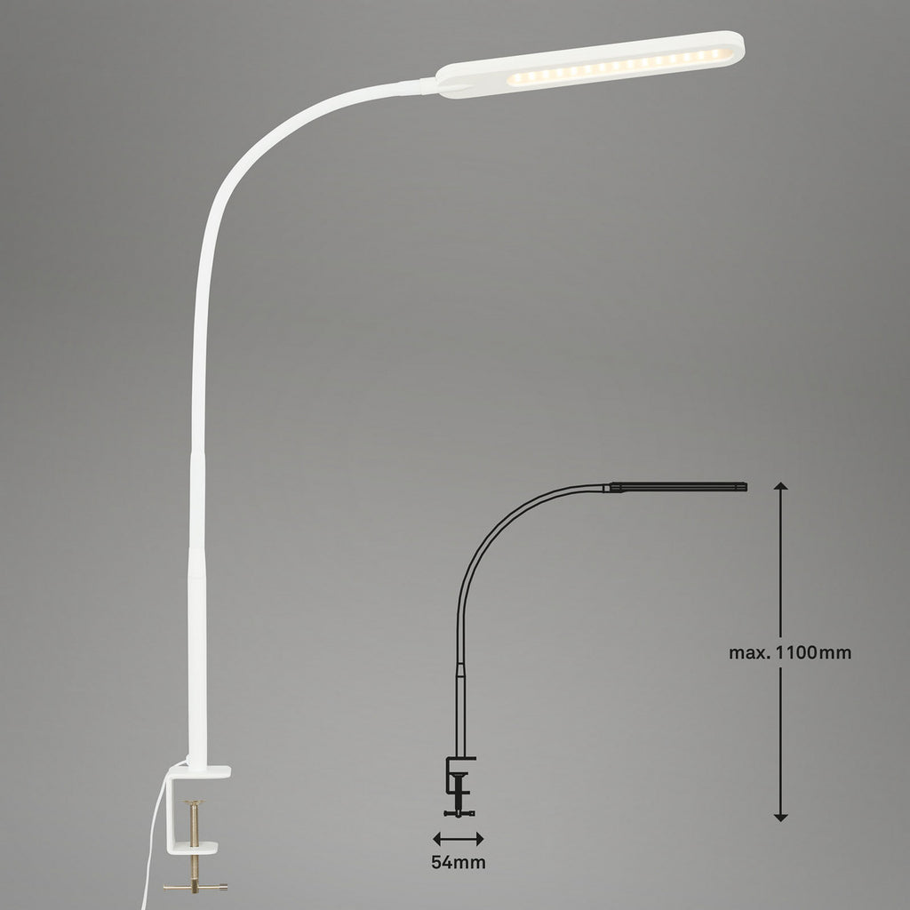 LED klemmelampe Servo dimbar CCT hvit 8W 110 cm justerbar arm