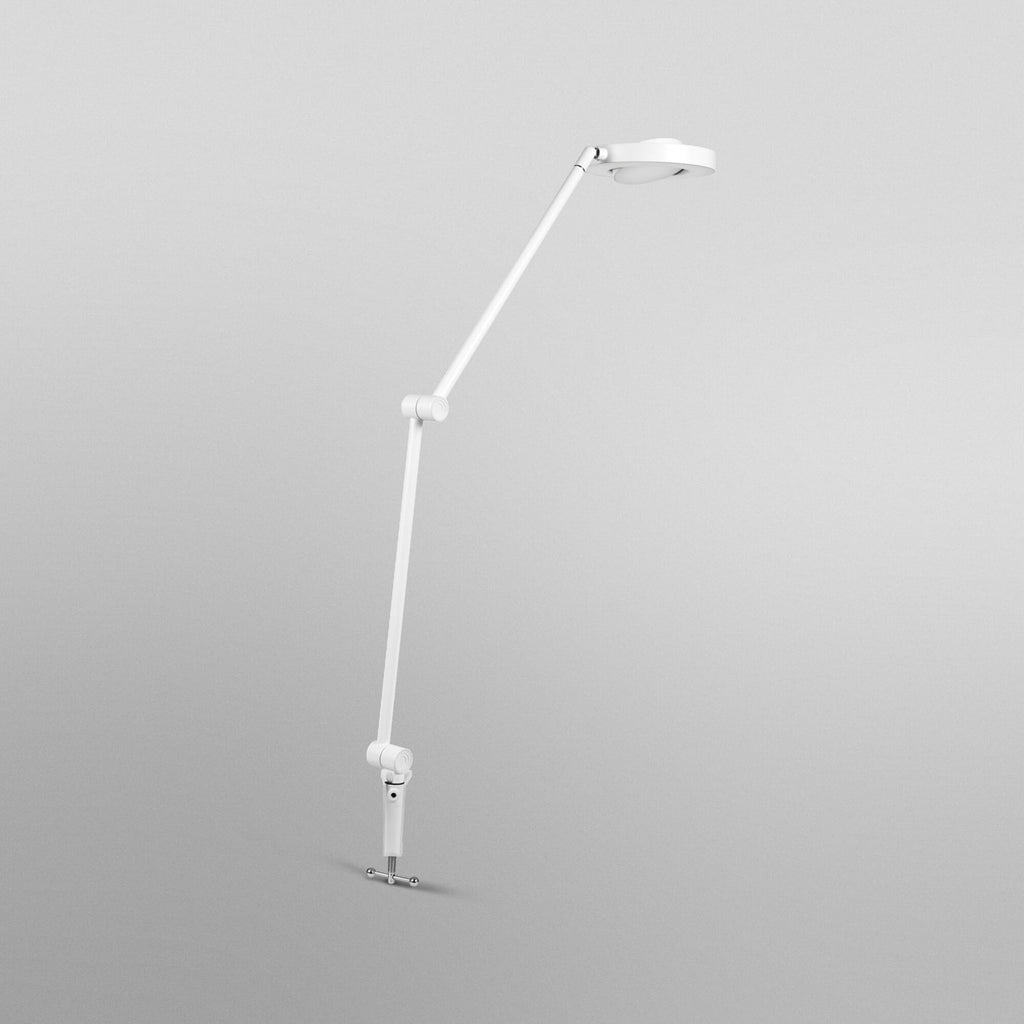 LED klemmelampe SUN@Home Panan Desk Disc dimbar CCT hvit nærbilde av lampehode