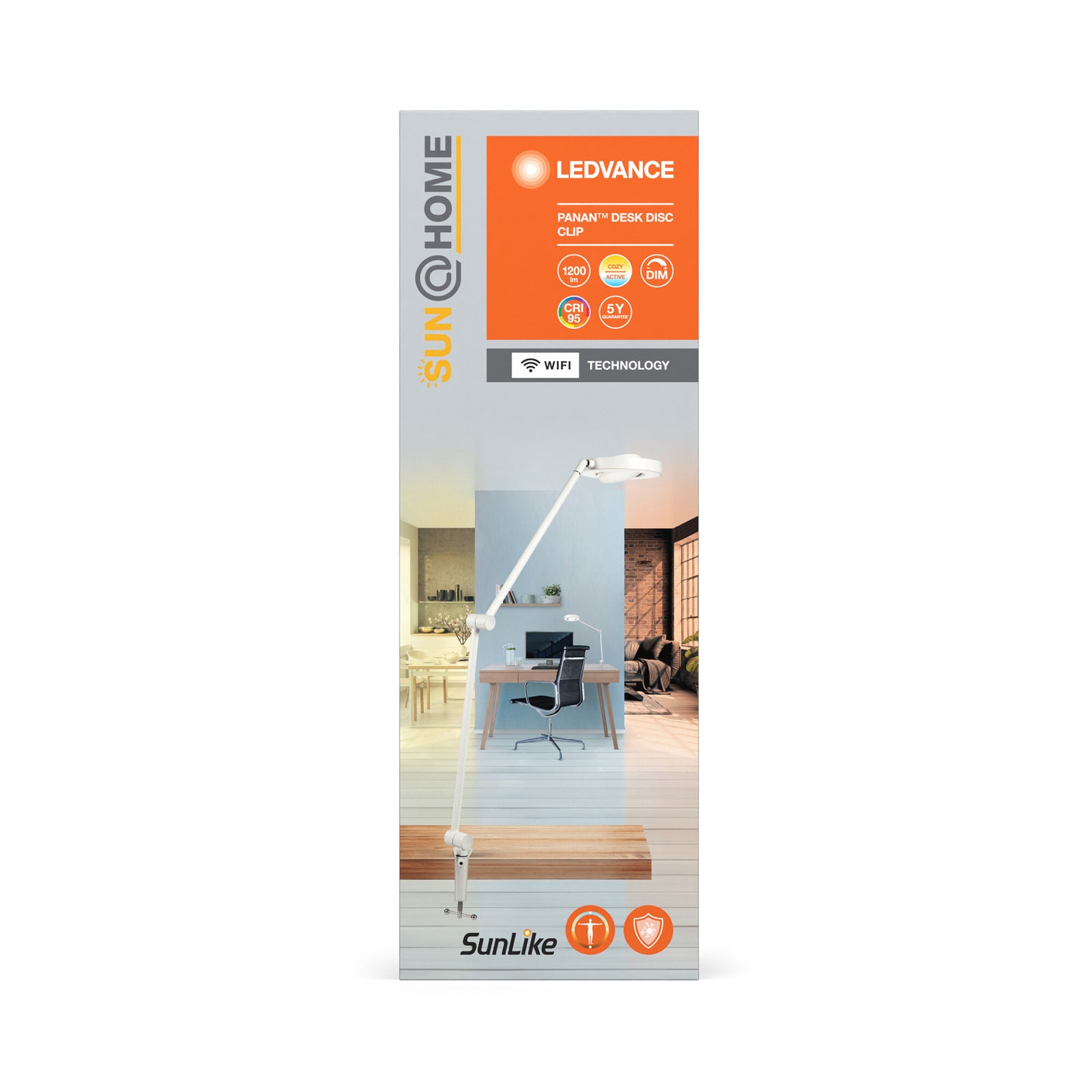 LED klemmelampe SUN@Home Panan Desk Disc dimbar CCT hvit justering av arm