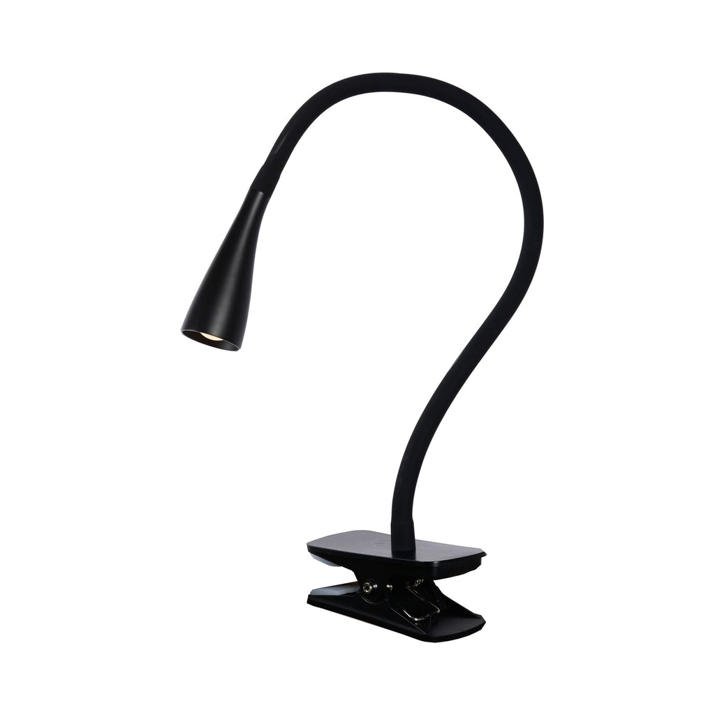 LED klemmelampe Zozy svart dimbar fleksarm bakside