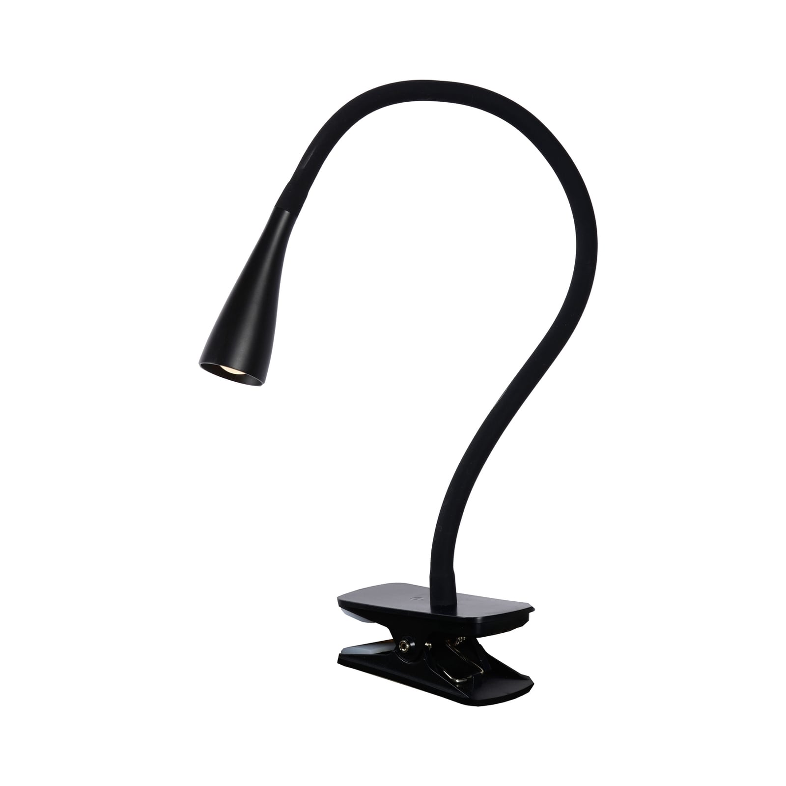 LED klemmelampe Zozy svart dimbar fleksarm bakside