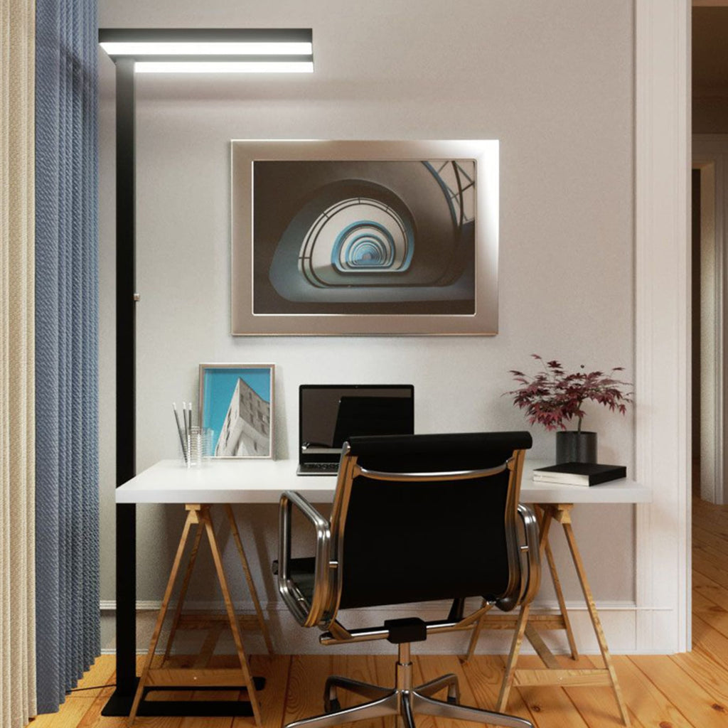 LED kontor-gulvlampe Logan Basic dimbar svart 60W forfra